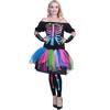 Women Funky Punk Bones Costumes Skeleton Colorful Tutu Dress