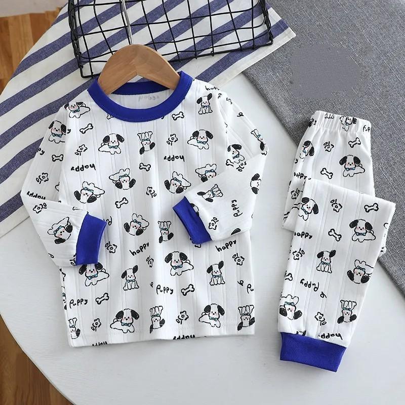 Boys Fall Cotton Underwear Set Cartoon Long-sleeved Round Neck Top + Pants Two-piece Set