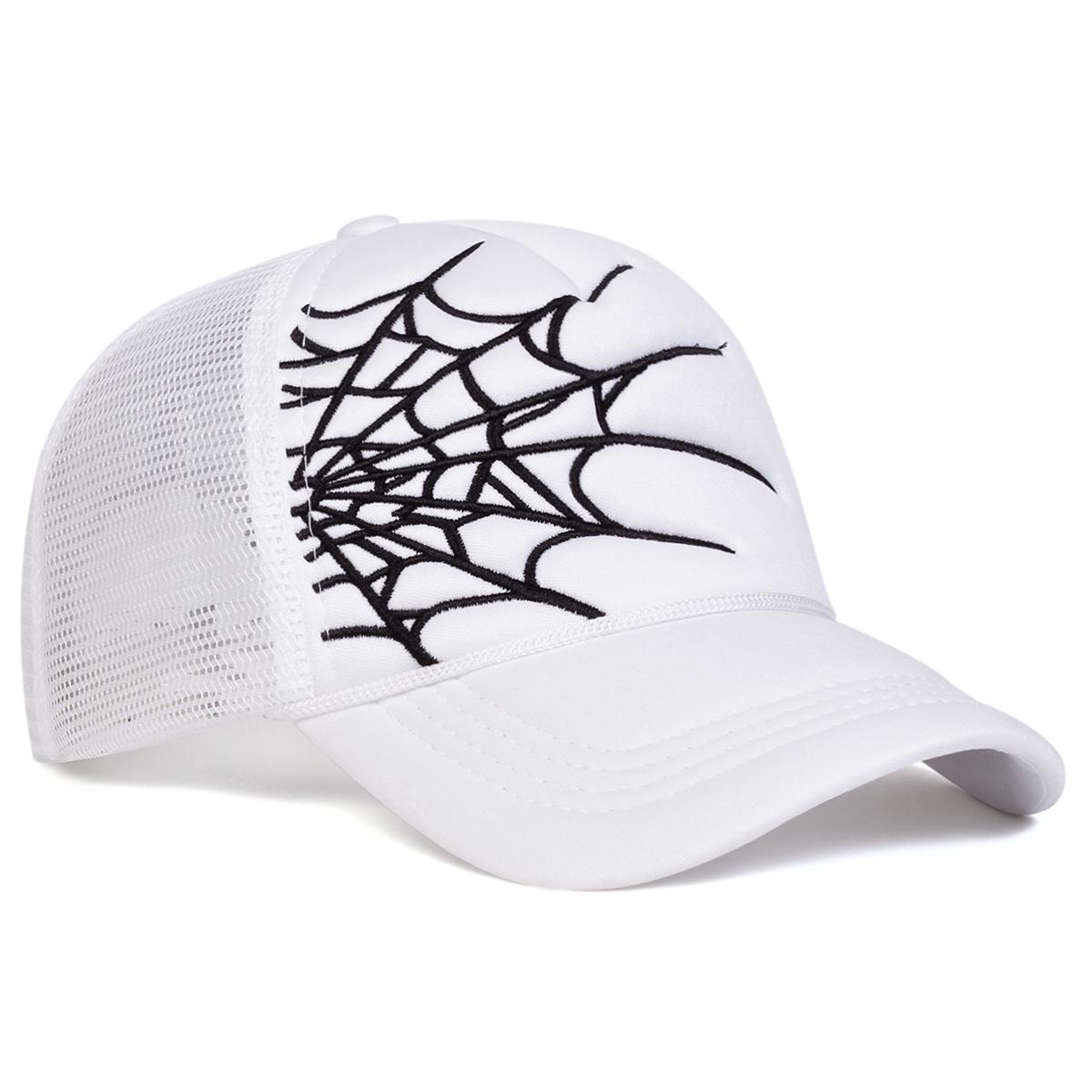 

Unisex Spider Web Embroidery Baseball Net Caps Spring and Summer Outdoor Adjustable Casual Hats Sunscreen Hat белый