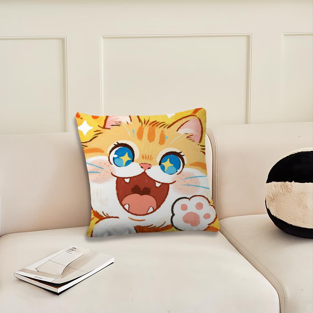 Cartoon Flowers Cat Cute Cushion Cover Pillow Cover Decoration Room Home Sofa Living Office Car Nordic Simplicity