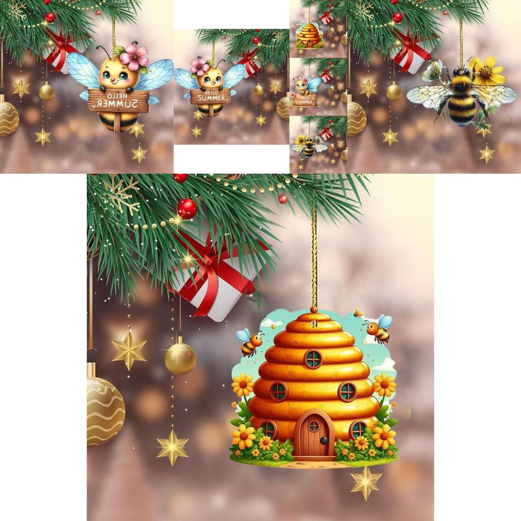 Adorable Acrylic Bee Rearview Mirror Hanging Ornament For Car Interior Decoration