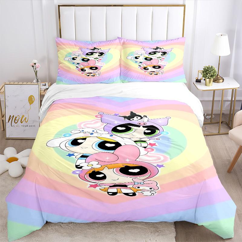 3pcs Powerpuff Girls Duvet Cover Set - Machine Washable, Includes 1 Duvet Cover and 2 Pillowcases, No Core Included yy251022211