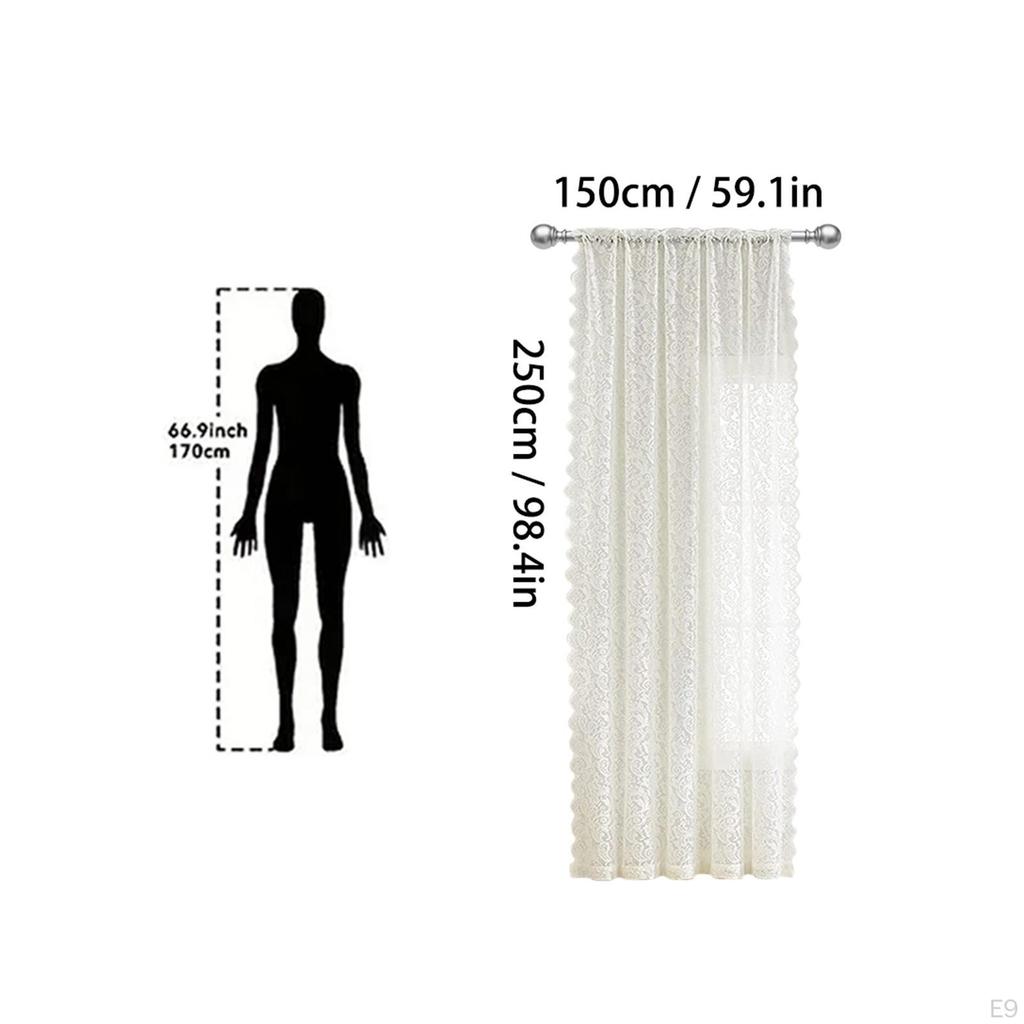 Curtain Floral Patterned Vintage Drapery Voile Rod Pocket for Balcony Office Study Room