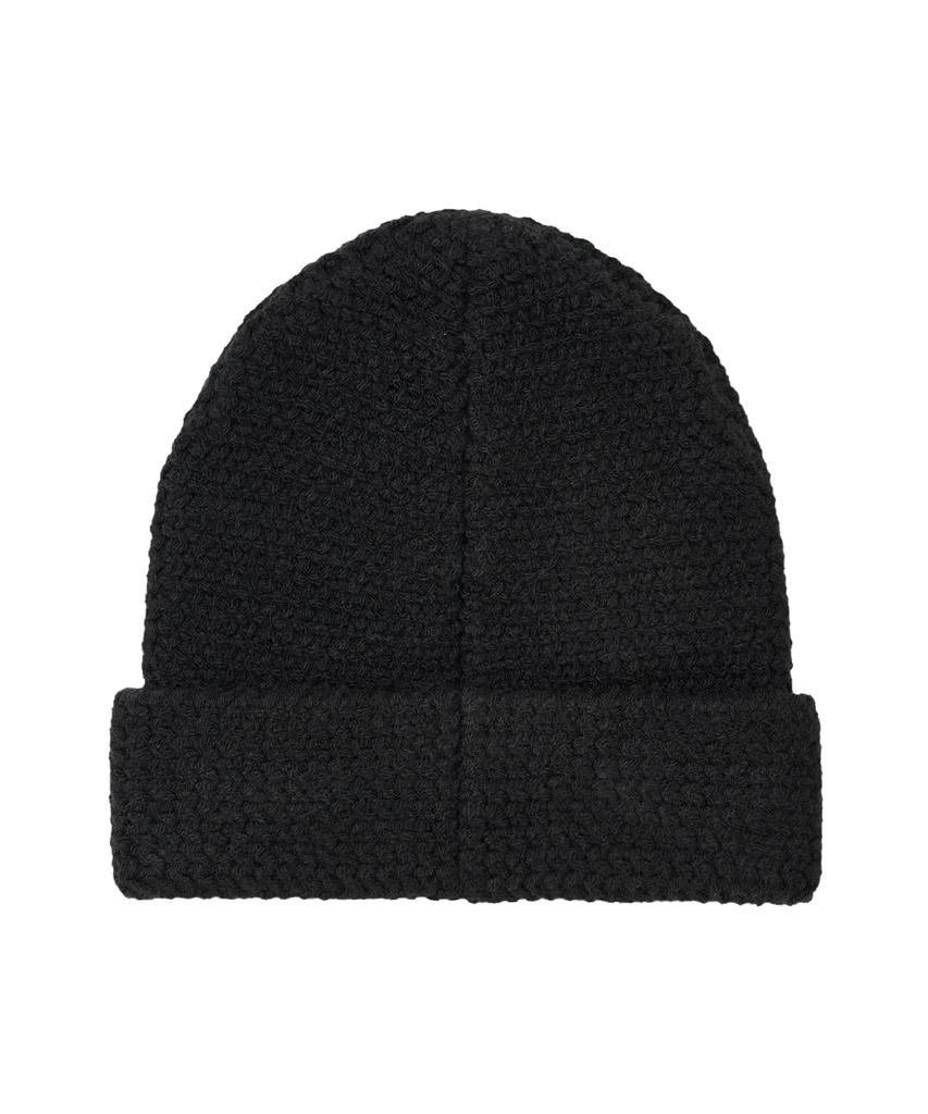 Uallong Folded Label Knit Beanie - Black