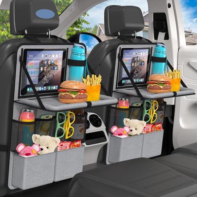 BKJANYO Organizer Impermeabile da Schienale per Auto con Tavolino Pieghevole per Tablet e Set di Tasche Resistenti alle Macchie, Sedili Posteriori, Portaoggetti, (Grigio,