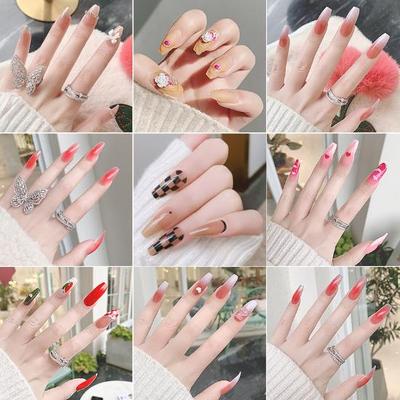 Künstliche Nägel, Acryl-Nagelkunst, künstliche Nägel, Damen-Nagelzubehör, Verlängerung, T-förmiges Design, Nagelkunst, künstliche Nägel, Gel-Spitzen, vollständige Abdeckung, künstliches Quadrat