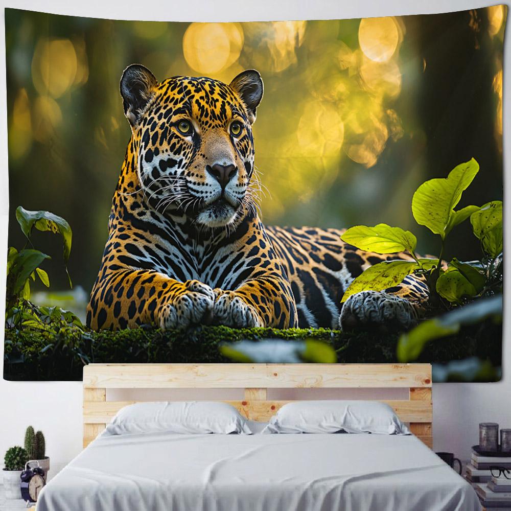 African Wildlife Cheetah Tapestry Wall Hanging Cloth Hippie Style Wolf Lion King Decor for Living Room Bedroom Dormitory Classro