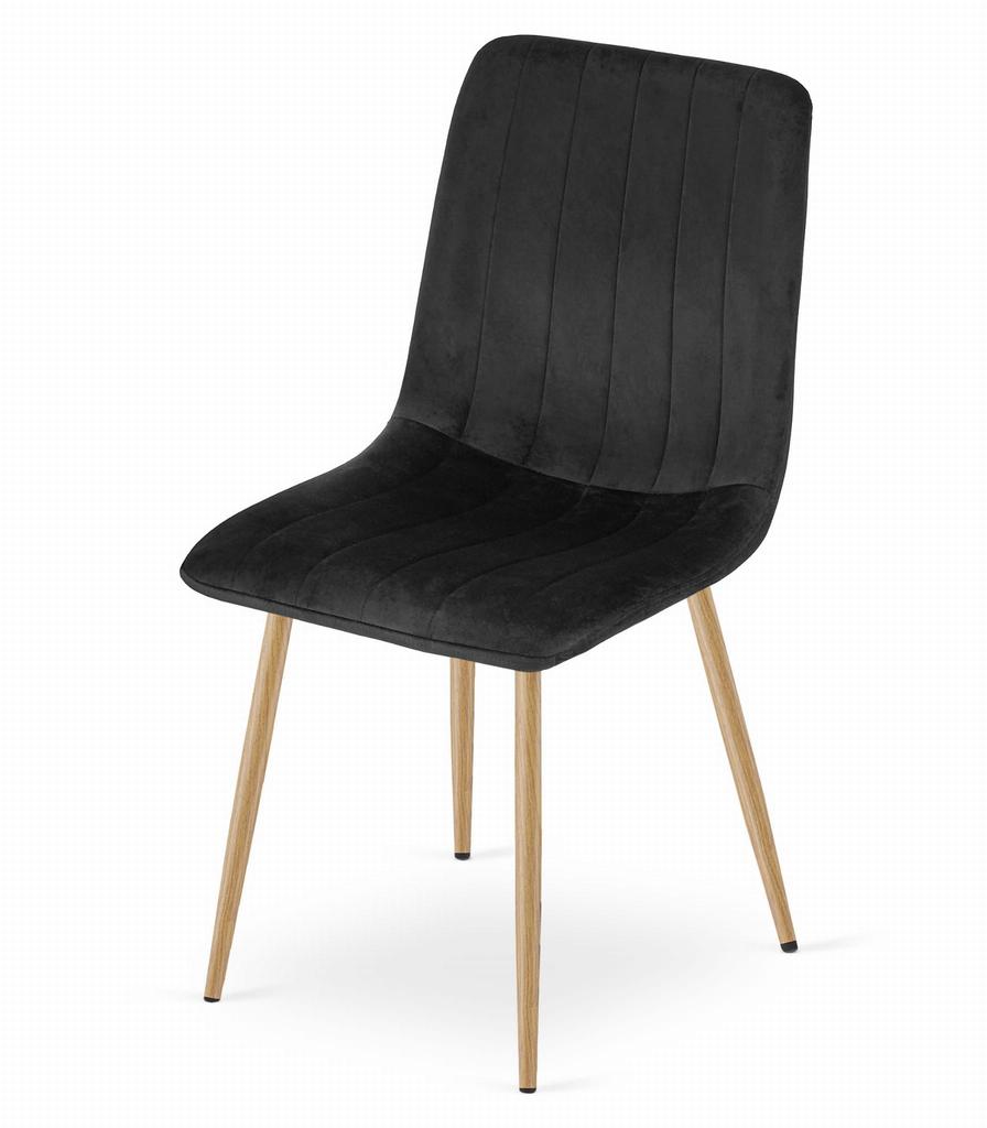 LAVA Chair - Black Velvet / Wood Color Legs X 4
