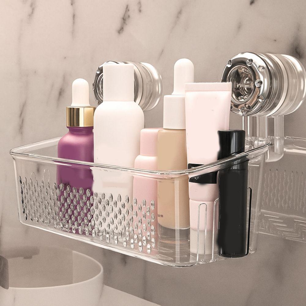 Plastic Draining Basket Large Capacity Cosmetic Storage Box Wall Mounted Storage Rack  Bathroom