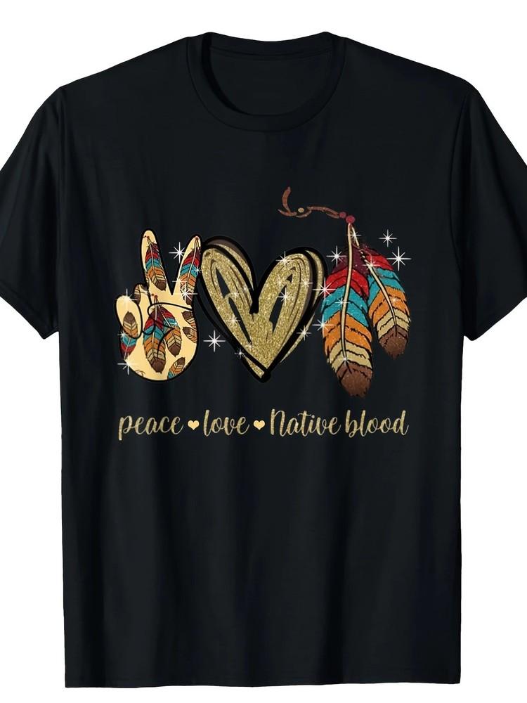 

Authentic 220g Peace Love Native Blood Native American Graphic T-Shirt 3XL