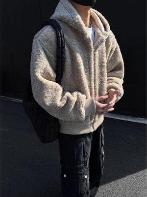 Herren Amerikanische Retro Lammwolle Baumwolle Jacke - Verdickter Plüsch, Coole & Lässige Winter Oberbekleidung
