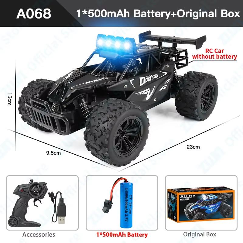 ZWN 1:16 2.4Gh Model RC Car With LED Lights 2WD Off-road Remote Control Climbing Vehicle Outdoor Cars Toys for Boys Girls Gifts