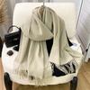 Winter Scarf Women Luxury Autumn Winter Cashmere Scarf Thickened Warm Shawl Classic Tassels Fluffy Scarf Solid Cope Foulard