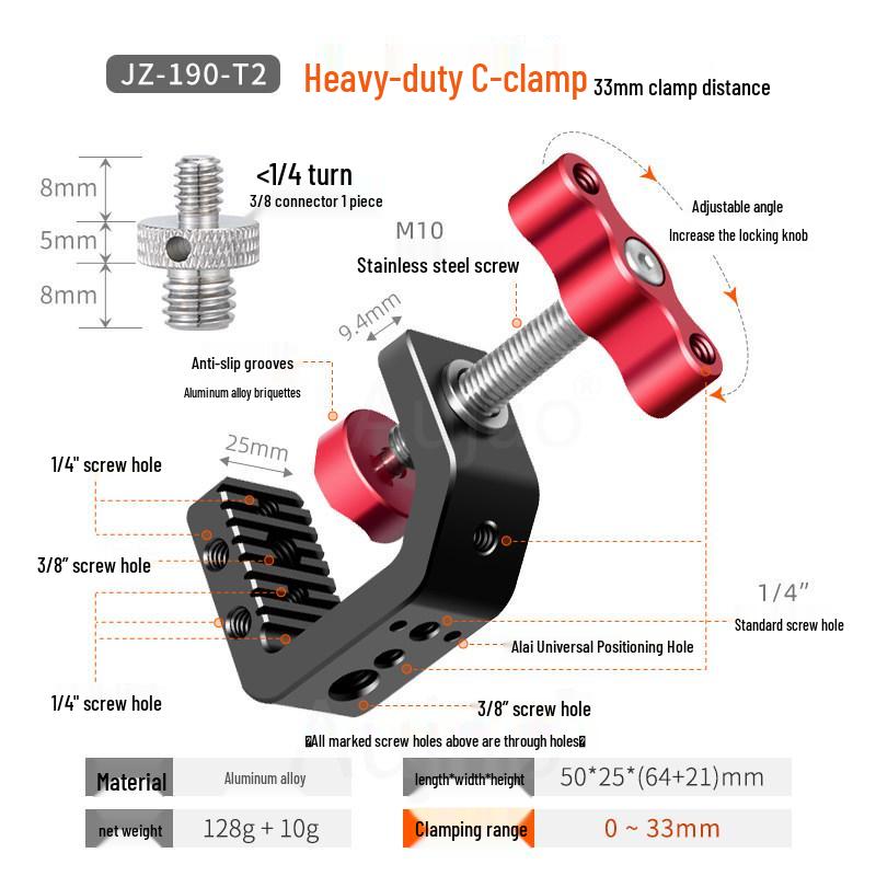Heavy-Duty C-Clamp Phone Holder & Camera Ball Head Fixture