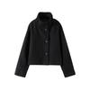 2025 Autumn Jackets Women Casual Loose Stand Neck Long Sleeve Single Breast Short Jacket Fashion Solid Lady Warm Outwear