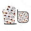 2pcs Dachshund Heat Resistant Oven Mitts and Potholders Set, 10.6x6.7 Inch, Machine Washable