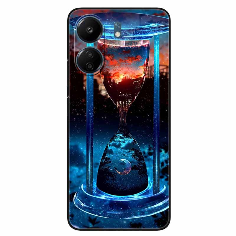 For Xiaomi Redmi 13C 4G Case Animals Painted Black Bumper Silicon TPU Coque for Redmi13C 4G 13 C Shockproof Covers Wolf Soft Bag
