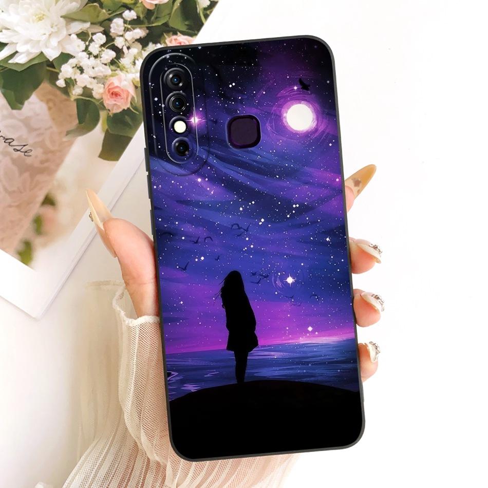 For Infinix Hot 8 / Hot 8 Lite X650 X650C X650B X650D Fashion Dusk Beach Painting Phone Case Shockproof Soft Silicone Bumpers