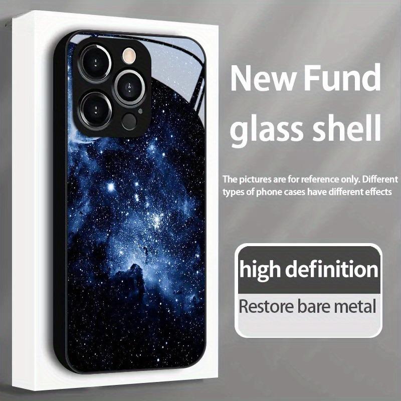 Sky and Galaxy Landscape Glass Phone Case Suitable for iPhone 17 16 15 14 13 12 11 Pro Max Plus Anti Drop and Anti Shock