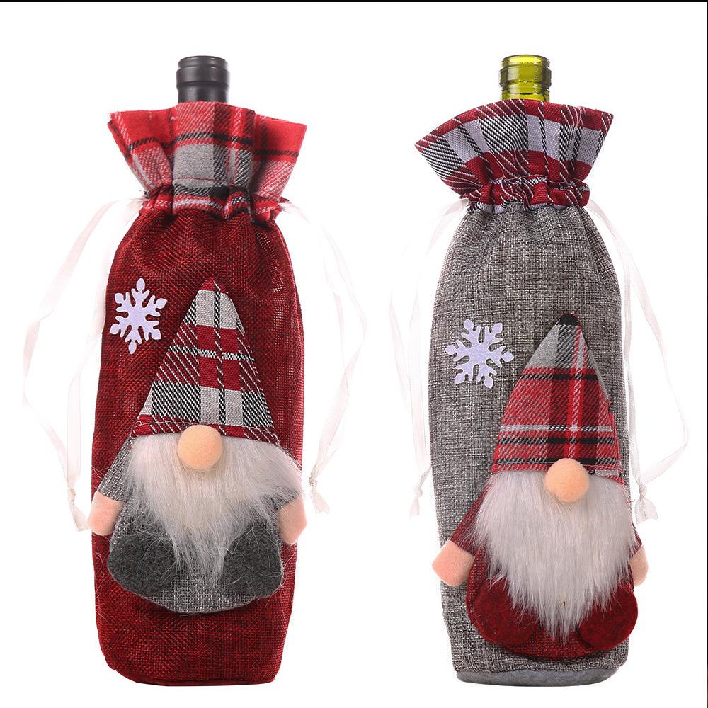 Christmas Red Wine Bottle Cover Bags, Christmas Table Dinner Decoration Bag Cover Xmas Red Wine Gift Bags for Home Decor