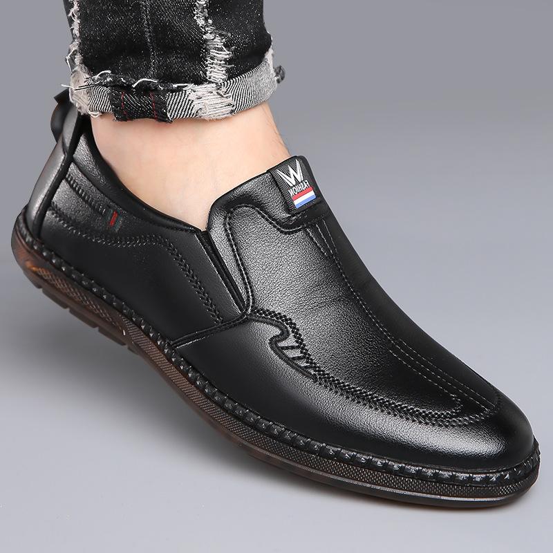 Cow tendon sole comfortable men's shoes autumn new soft-soled casual shoes pedal trend versatile non-slip men's leather shoes