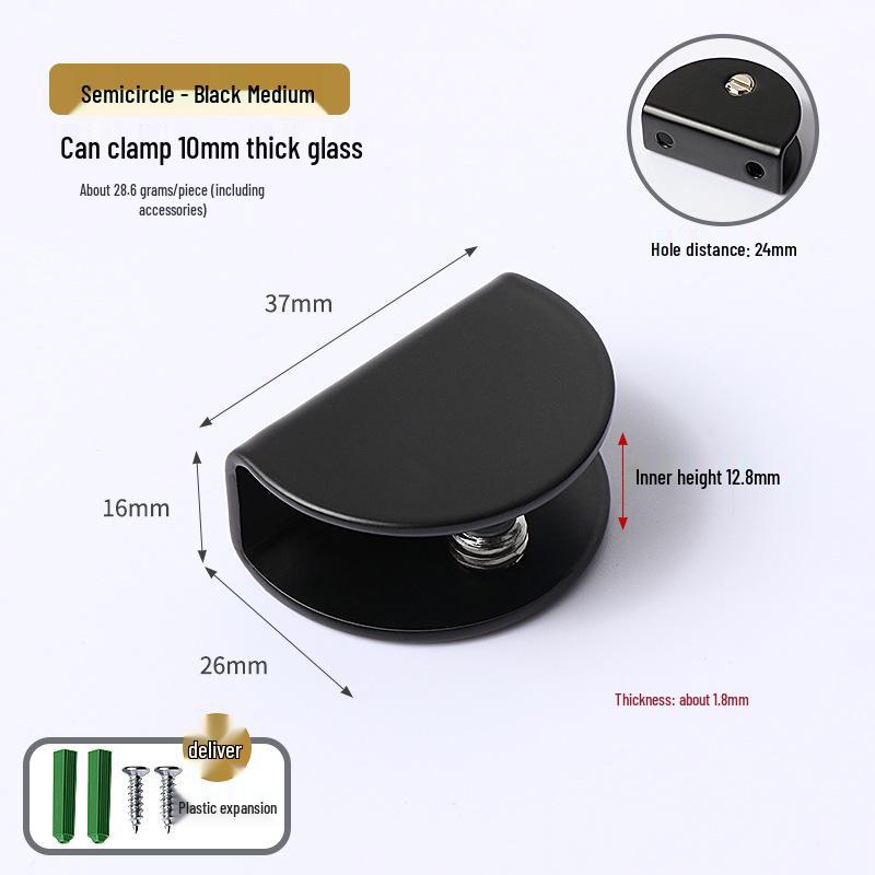 Stainless Steel Semicircular Square Glass Clamp Shelf Bracket