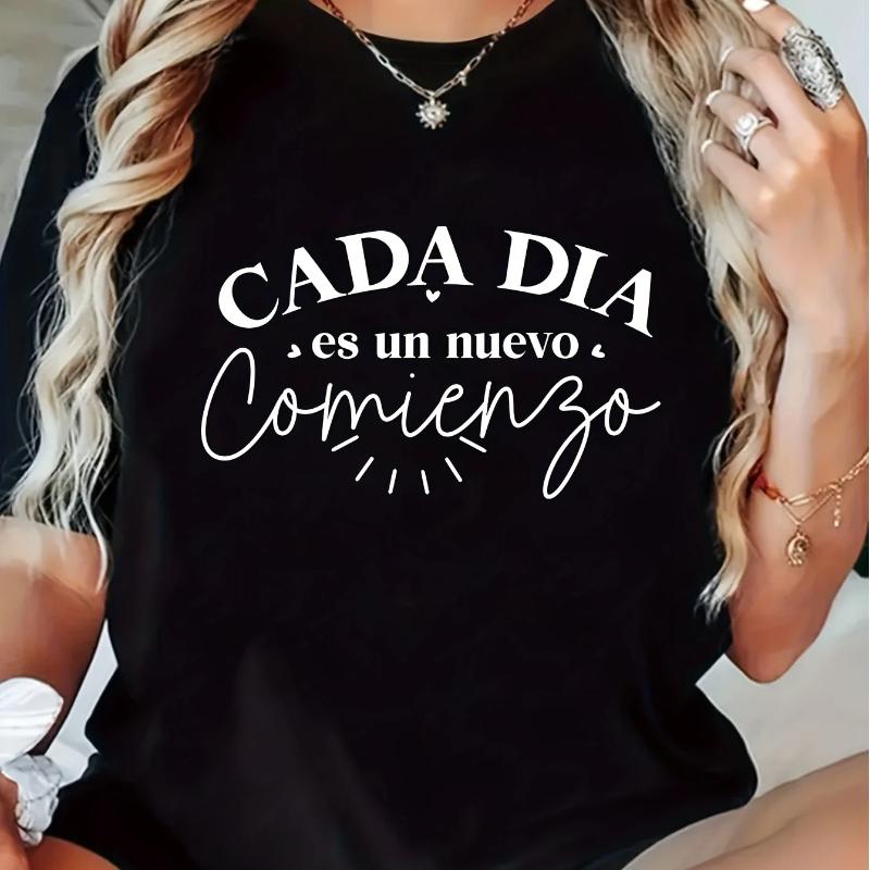 Letter Pattern Printed Summer Women's T-shirt Top Short Sleeve Round Neck Casual Soft Streetwear Women's Tshirt Clothing