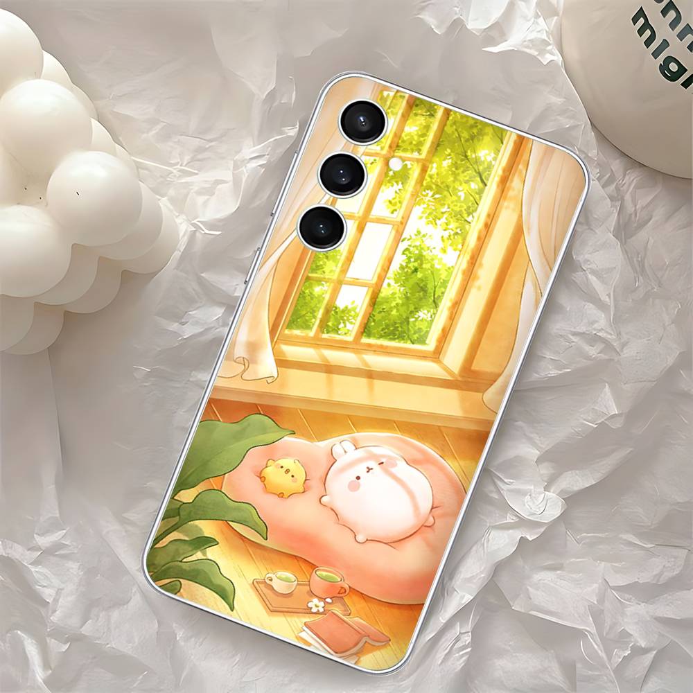 Cute H-Molang-S Phone Case For Samsung Galaxy A52 A12 A51 S21 Edge S22ULTRA S23 S24 S20LITE Plus Ultra Transparent Cover