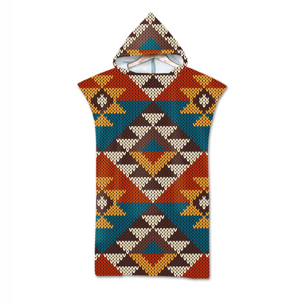 Adult Bath Towel Beach Towel Cape Geometric Print Hooded Bath Towel