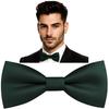 Men' Bow Tie Smooth DOUBLE Bow Tie for Suit, Adjustable, ELEGANT GREEN