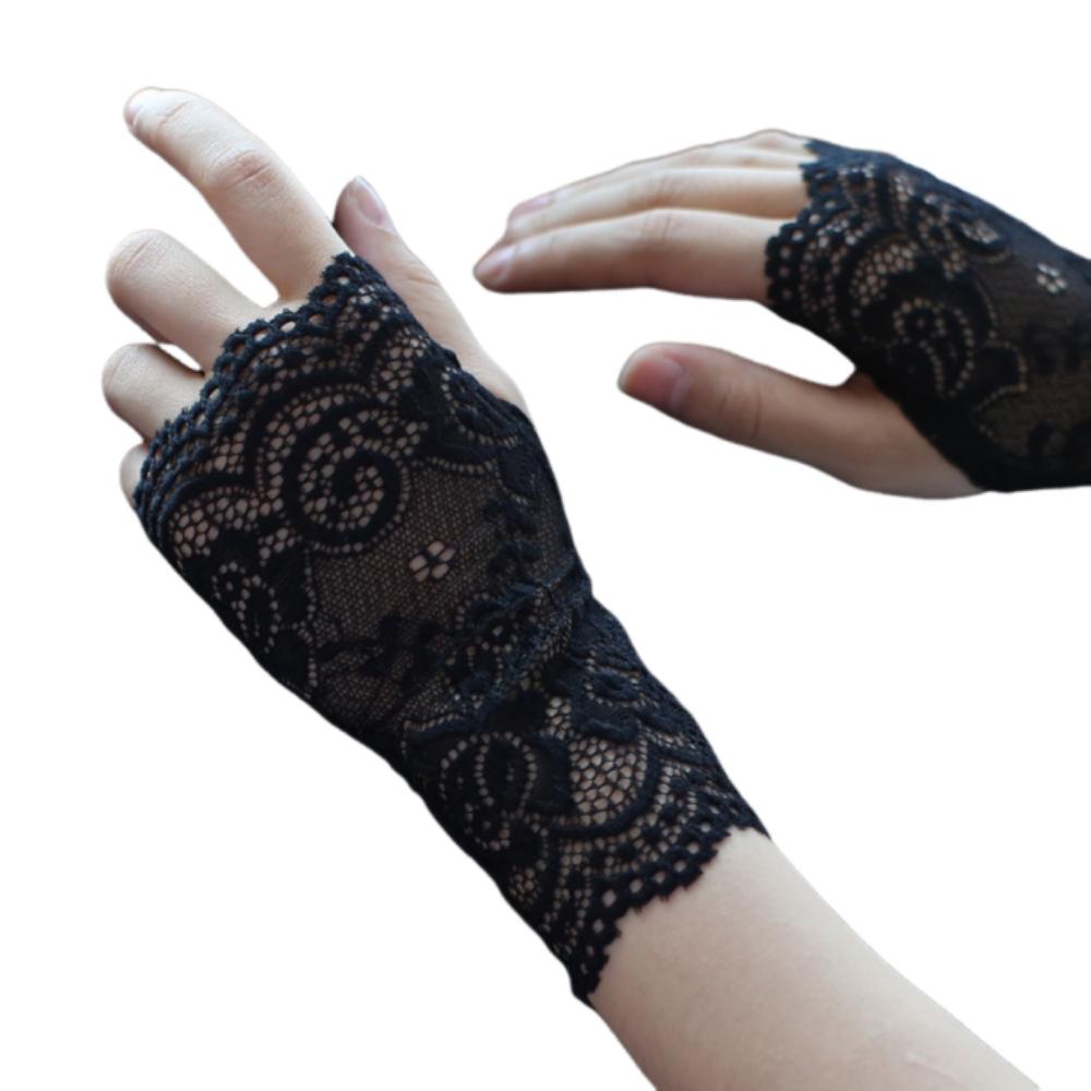 Thin Lace Half Finger Gloves Breathable Sun Protection Riding Gloves Driving Gloves  Wedding Events