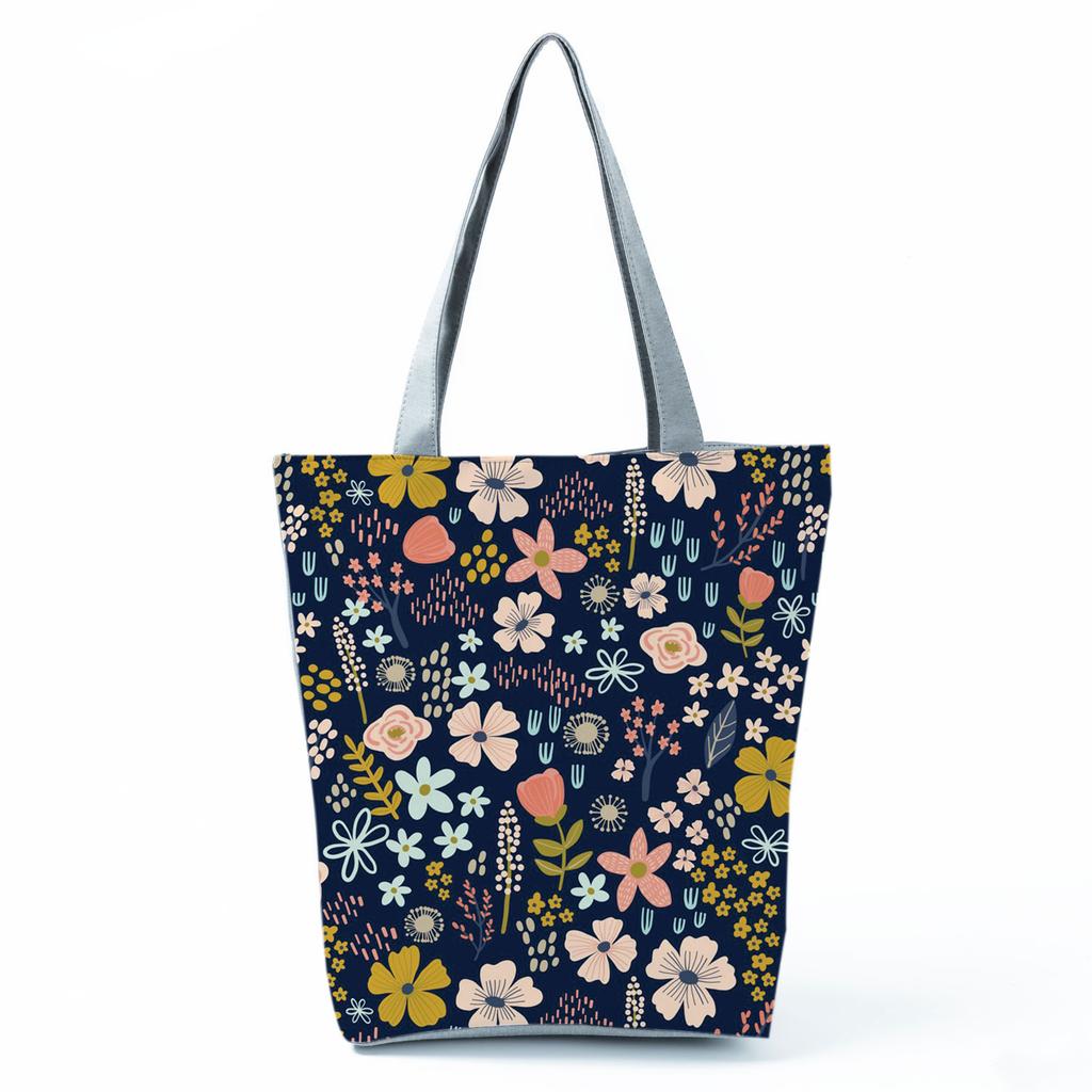 High Capacity Shoulder Bag Shopping Bags Bright Colors Floral Print Handbag Casual Travel Multi Functional Beach Bag Commuting Tote Bag