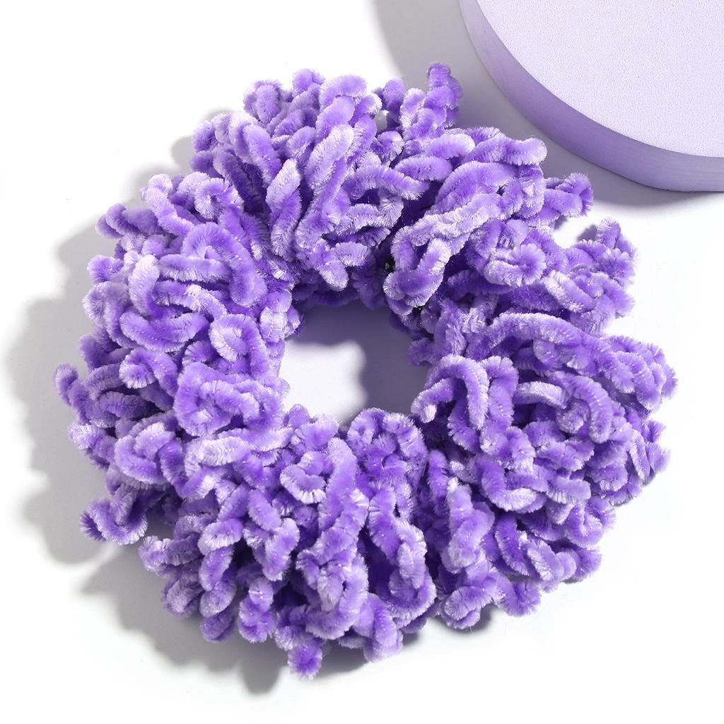 Handmade Wool Hair Tie - Ethnic Style Golden Velvet Flower Headwear, Multi-color Options