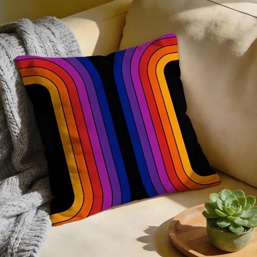 

Cushion Cover Washed Linen Soft Breathable Decorative Case For Sofa Home Rainbow Series Geometric Print Pillow cover 30x30cm