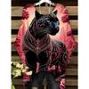 Women's Animal Elegant Casual Crew Neck T-Shirt with Heart Cat Print Long Sleeve Comfortable and Stylish for Casual Attire 2025