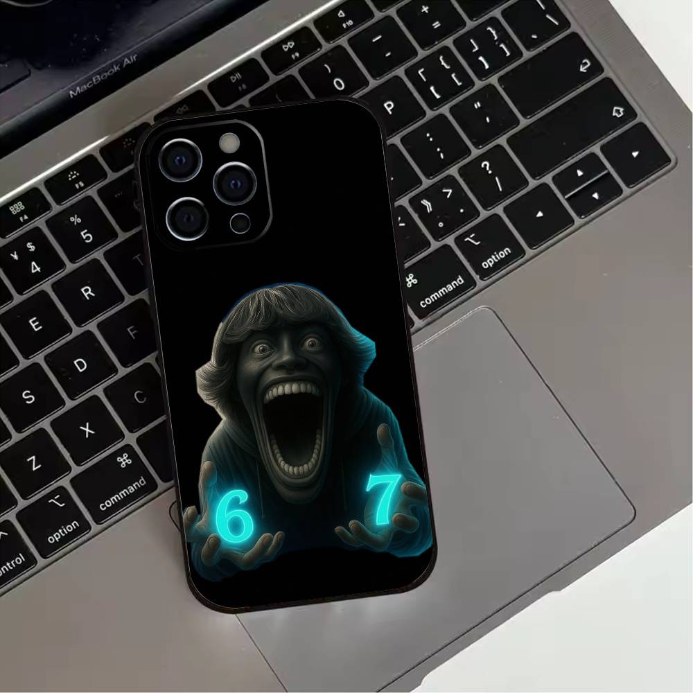 Six Seven 67 Phone Case For iPhone 17,16,15,14,13,12,11 Plus,Pro Max,XS,Soft Silicone Black Cover