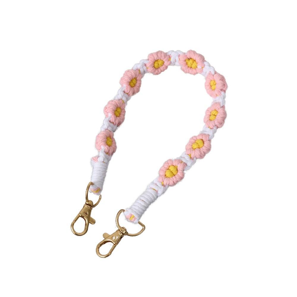 Bohemian Small Daisy Flower Keychain Hand-woven Wrist Rope European and American Bag Pendant