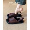 [Fanfna] Super Soft Leather 2025 Summer New Wear Retro French with Skirt Soft-soled Flat-soled Roman Shoes