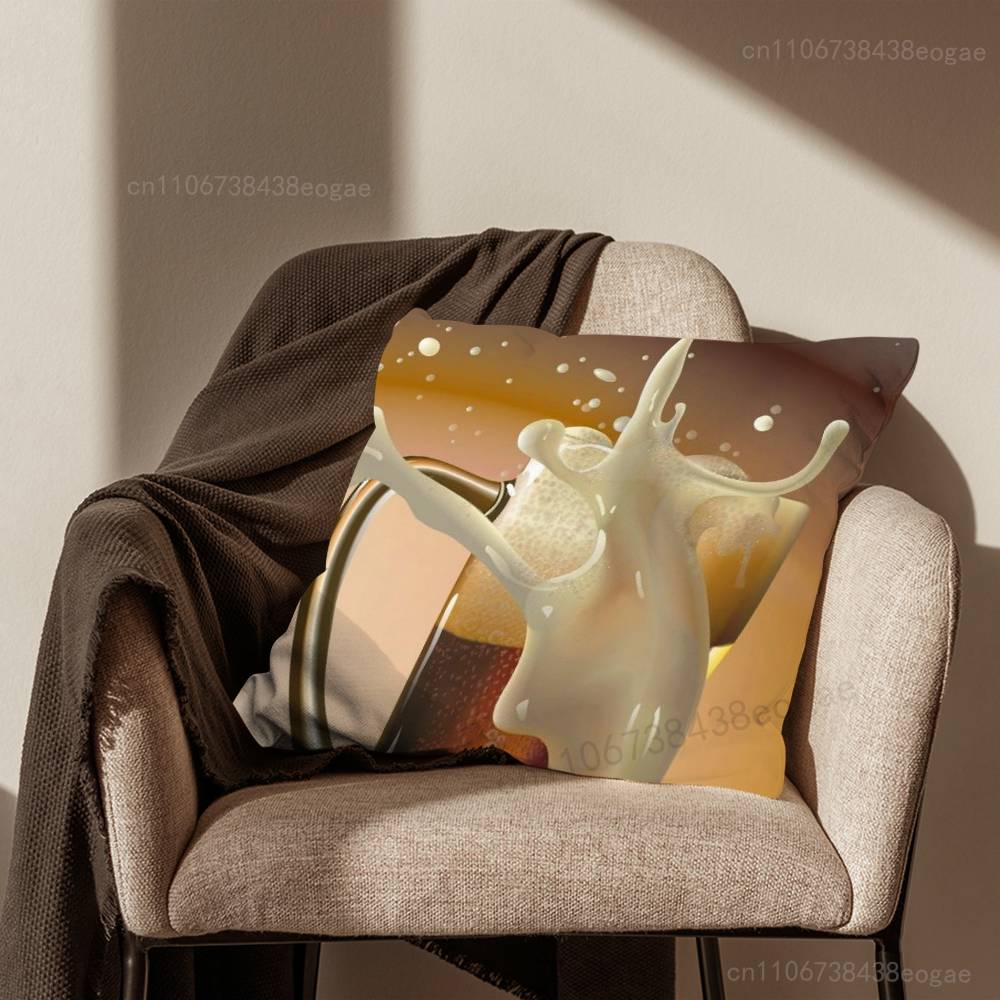

Beer Drinks Alcohol Throw Pillow Case Living Room Sofa Cushion Cover For Home Bedroom Decoration And Protector 30cmx30cm