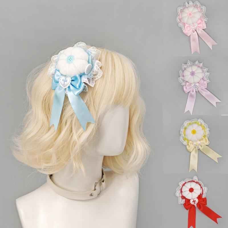 Anime Style Hair Clip Lace Barrettes And Button For Secure Bun Hold In Various Occasion Comfortable Hairpin