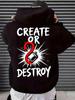 CREATE OR DESTROY Printed Premium Hoodies Men Autumn Winter Long Sleeve Sweatshirts Casual Clothing