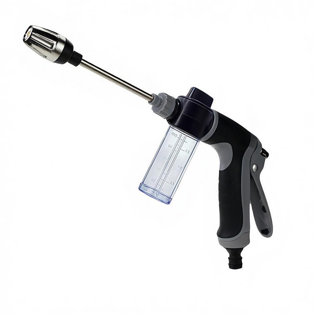 Dual-Use High-Pressure Car Wash Gun with Long Alloy Rod and Rubber Handle for Home and Car; Ideal for Watering Flowers and Car Cleaning
