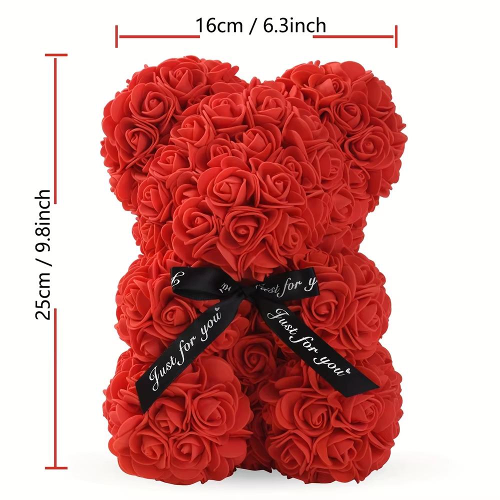 Romantic Valentine's DayCreative Eternal Flower Rose Bear Christmas Gift Rose Bear Hug Bear Wedding Flower Decoration Gift