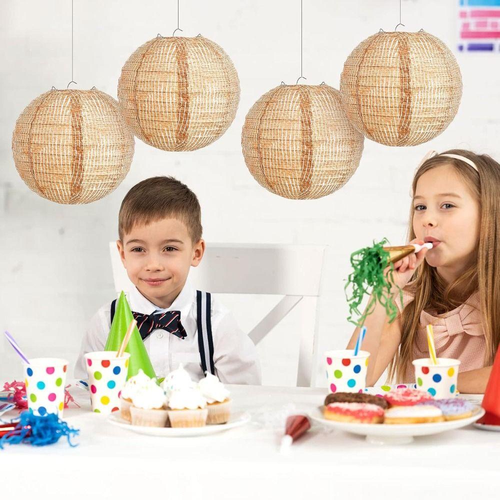 3pcs DIY Lantern 8inch Linen Paper Lantern Portable Unique Festival Lantern Funny Hanging Lantern Shopping Mall