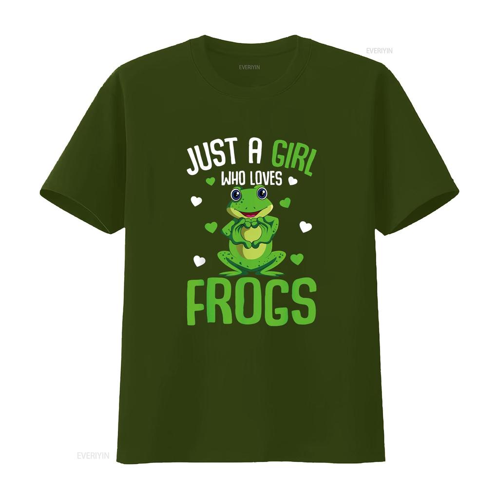 Just A Girl Who Loves Frogs Kids Girls Frog T Shirt vintage Washed Slightly homme Comfortable Versatile Stretched Unisex
