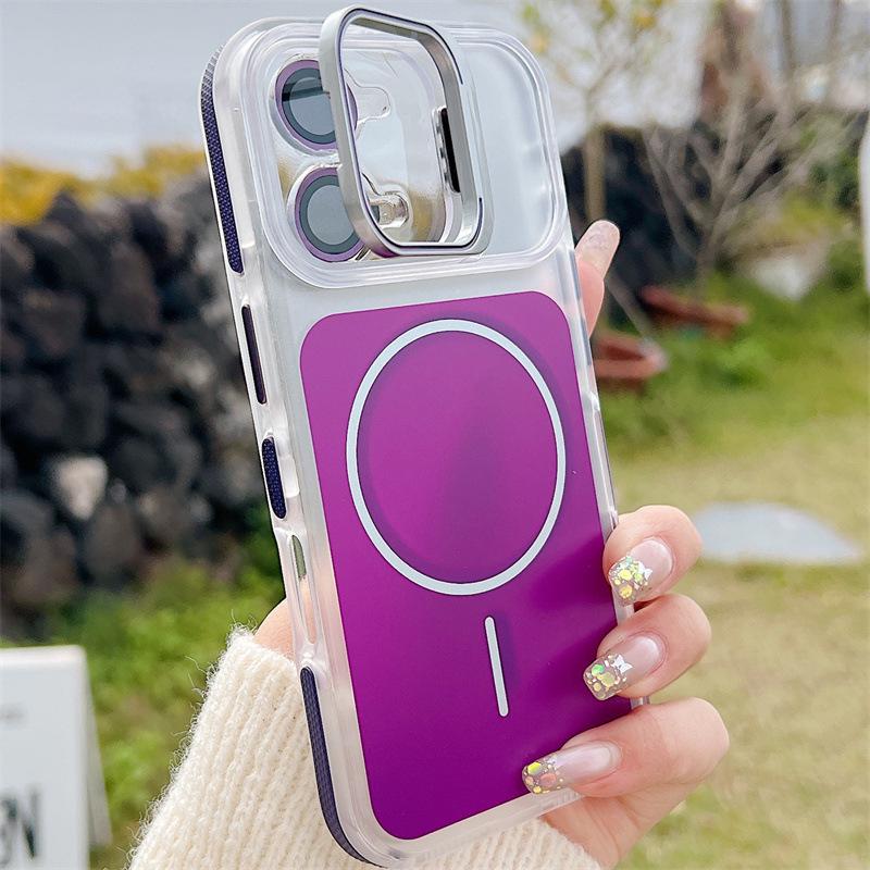 Magnetic Electroplated Lens Holder Phone Case: Compatible with iPhone 17 and Apple Models 11-16