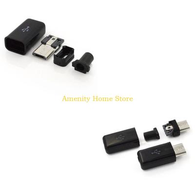 F26C Micro USB Connector Replacement Welding Type 5 Pin USB 2.0 Male Plug Adapters Solder Terminal Repair DIY