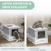 Hooded Cat Litter Box, Portable Pet Toilet, with Scoop, Front Entry - Grey