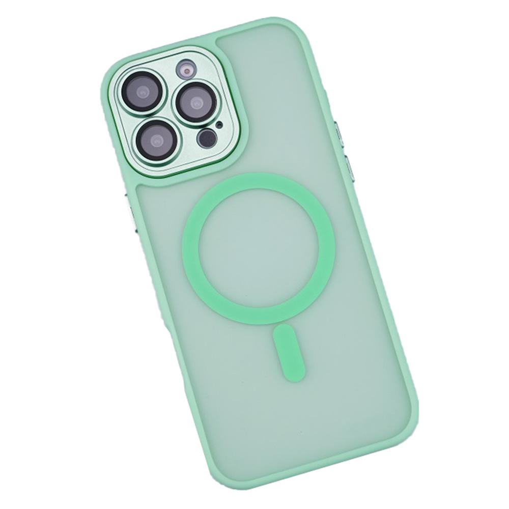 

For iPhone 16 Pro Max Magnetic Case with Lens Film/Detachable Lens Frame Hybrid Phone Back Cover Mint Green