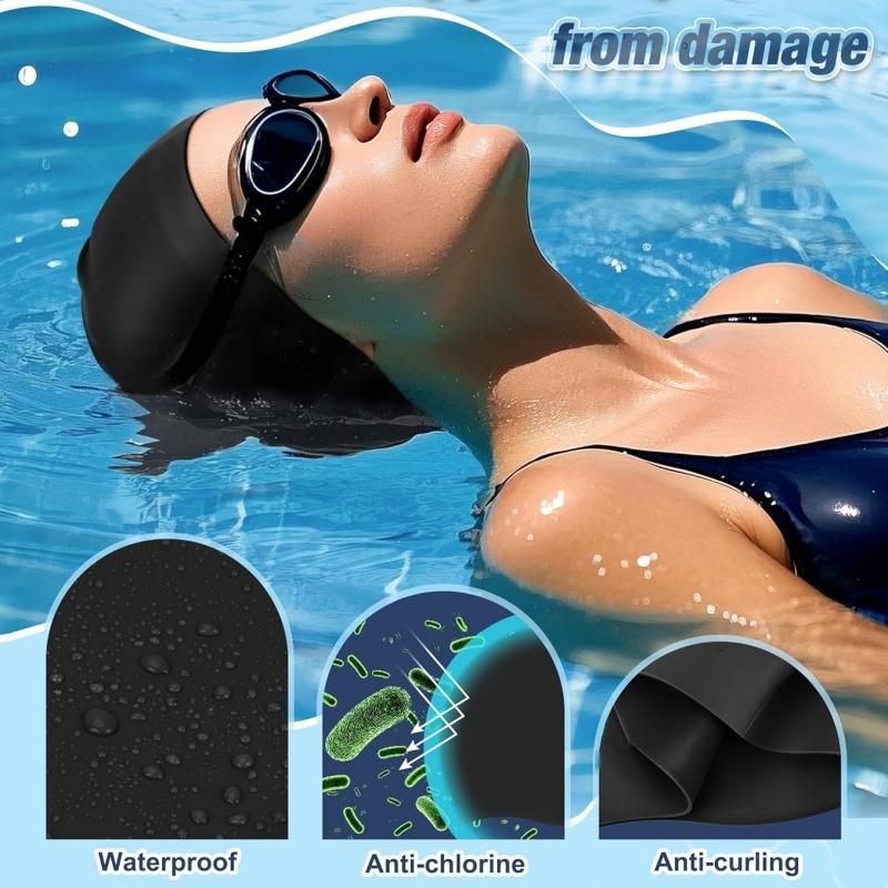 Unisex Adult Silicone Swim Cap Waterproof Swimming Hat Non Slip Bathing Pool Hat Elastic Silicone Cap for Long and Short Hair